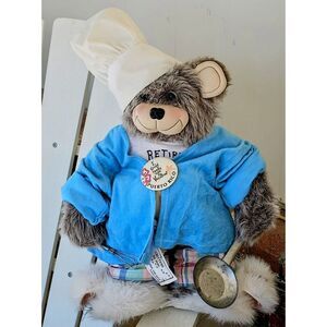 VTG 1992 Jean Burhans Pot Belly Teddy Bear Chef Wearing "Retired" Graphic TShirt